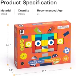 BLOCCHI COLORATI IN LEGNO COSTRUZIONI BUILDING BLOCKS PER BAMBINI 3+ ANNI