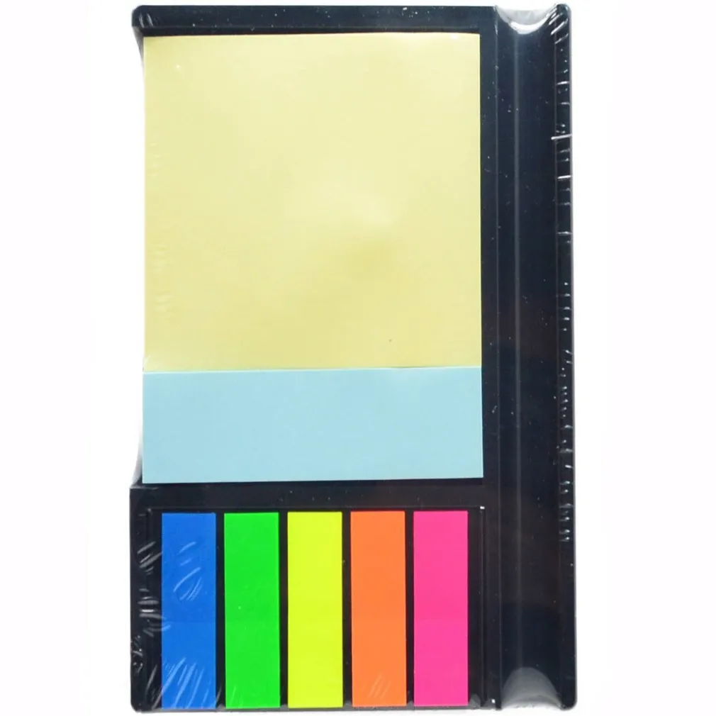 BLOCCO MEMO ADESIVI IN MISURE E COLORI DIVERSE CON SUPPORTO IN PLASTICA