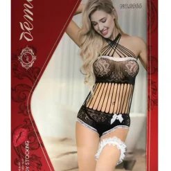 BODY A FRANGE COMPLETINO INTERO SEXY LINGERIE HOT CON RICAMI TAGLIA UNICA NERO