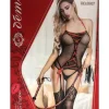 BODY A RETE COMPLETINO INTIMO INTERO SEXY LINGERIE HOT 8967 RICAMI TG UNICA NERO