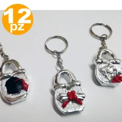 BOMBONIERE LUCCHETTO ARGENTO X LAUREA METALLO PORTAFORTUNA CONFETTI PORTACHIAVI