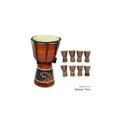 BONGO IN LEGNO DECORATIVO AFRICANO TAMBURO ARREDAMENTO ALTEZZA 19 X DIAMETRO 12