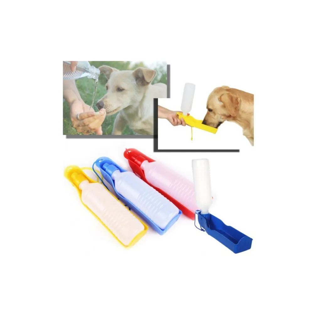 BORRACCIA CON SCODELLA PORTATILE PER CANI GATTI BOTTIGLIA SALVAGOCCIA 300ML