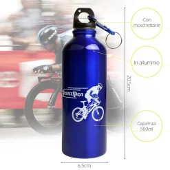 BORRACCIA IN ALLUMINIO TAPPO ERMETICO CON MOSCHETTONE DA 500 ML COLORATE XC-2504