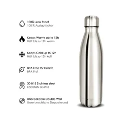 BORRACCIA SPORTIVA 350 ML ACCIAIO INOX DOPPIA PARETE PER SPORT SCUOLA CAMPEGGIO