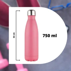 BORRACCIA SPORTIVA 750 ML ACCIAIO INOX DOPPIA PARETE PER SPORT SCUOLA CAMPEGGIO