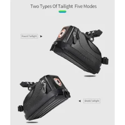 BORSA DA SELLA IMPERMEABILE PER BICI CON LUCE POSTERIORE RICARICABILE USB ZX-9428