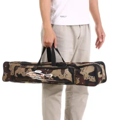BORSA FODERO CUSTODIA PORTA CANNE DA PESCA 80CM CON 2 SCOMPARTI ZIP PIEGHEVOLE