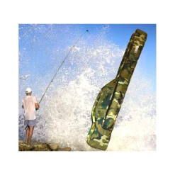 BORSA FODERO CUSTODIA PORTA CANNE DA PESCA 150CM CON 2 SCOMPARTI ZIP PIEGHEVOLE