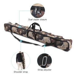 BORSA FODERO CUSTODIA PORTA CANNE DA PESCA 100CM CON 2 SCOMPARTI ZIP PIEGHEVOLE