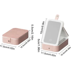 BORSA PER TRUCCHI CON SPECCHIO ILLUMINATO CUSTODIA COSMETICI MOTIVO A COCCODRILLO ROSA