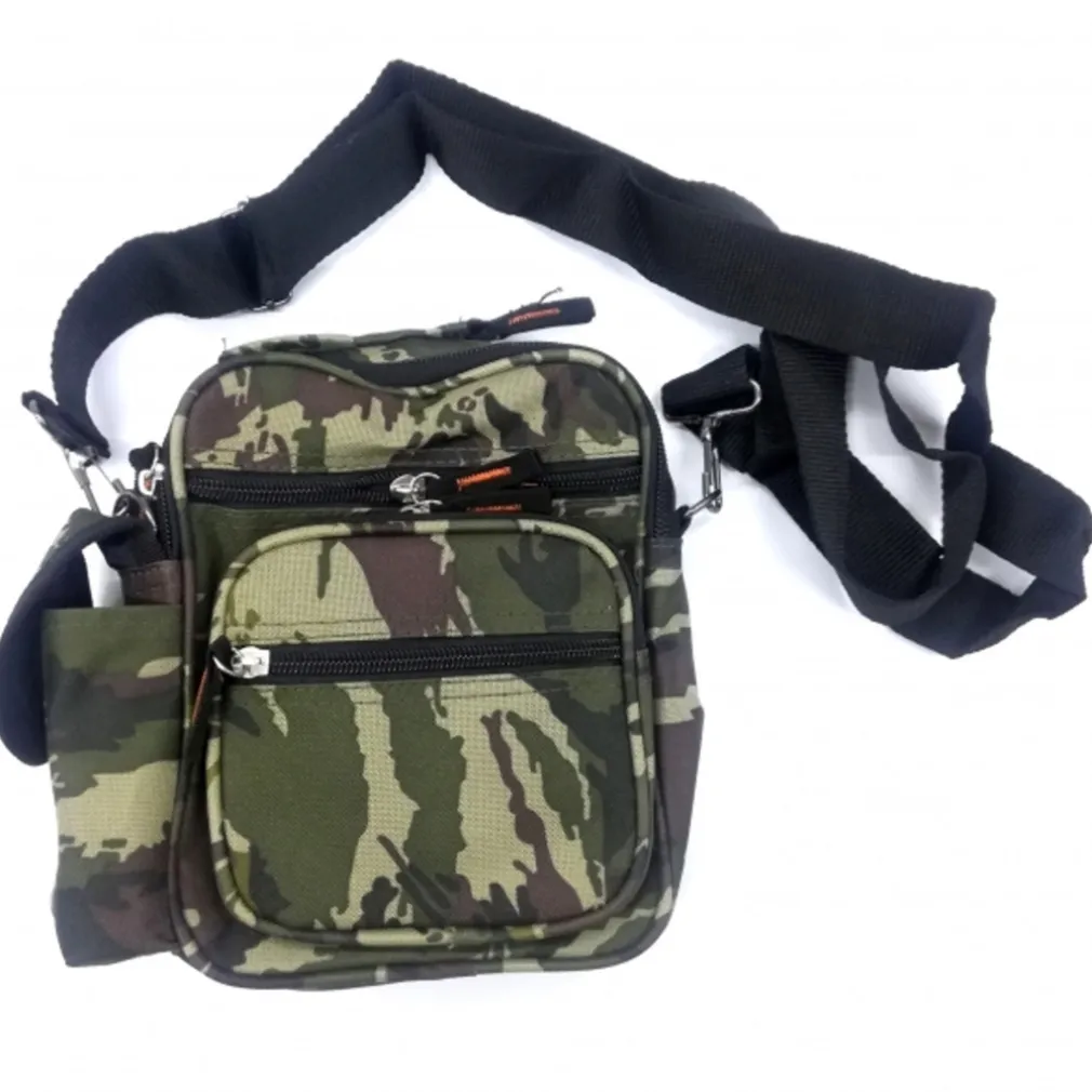 BORSELLO MIMETICO VERDE A TRACOLLA TESSUTO VINTAGE MARSUPIO DOCUMENTI OGGETTI