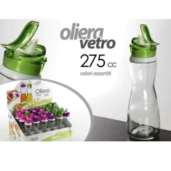 BOTTIGLIA BOTTIGLIETTA OLIERA 275 CC VETRO DELUXE TAPPO COLORI ASSORTITI 664571