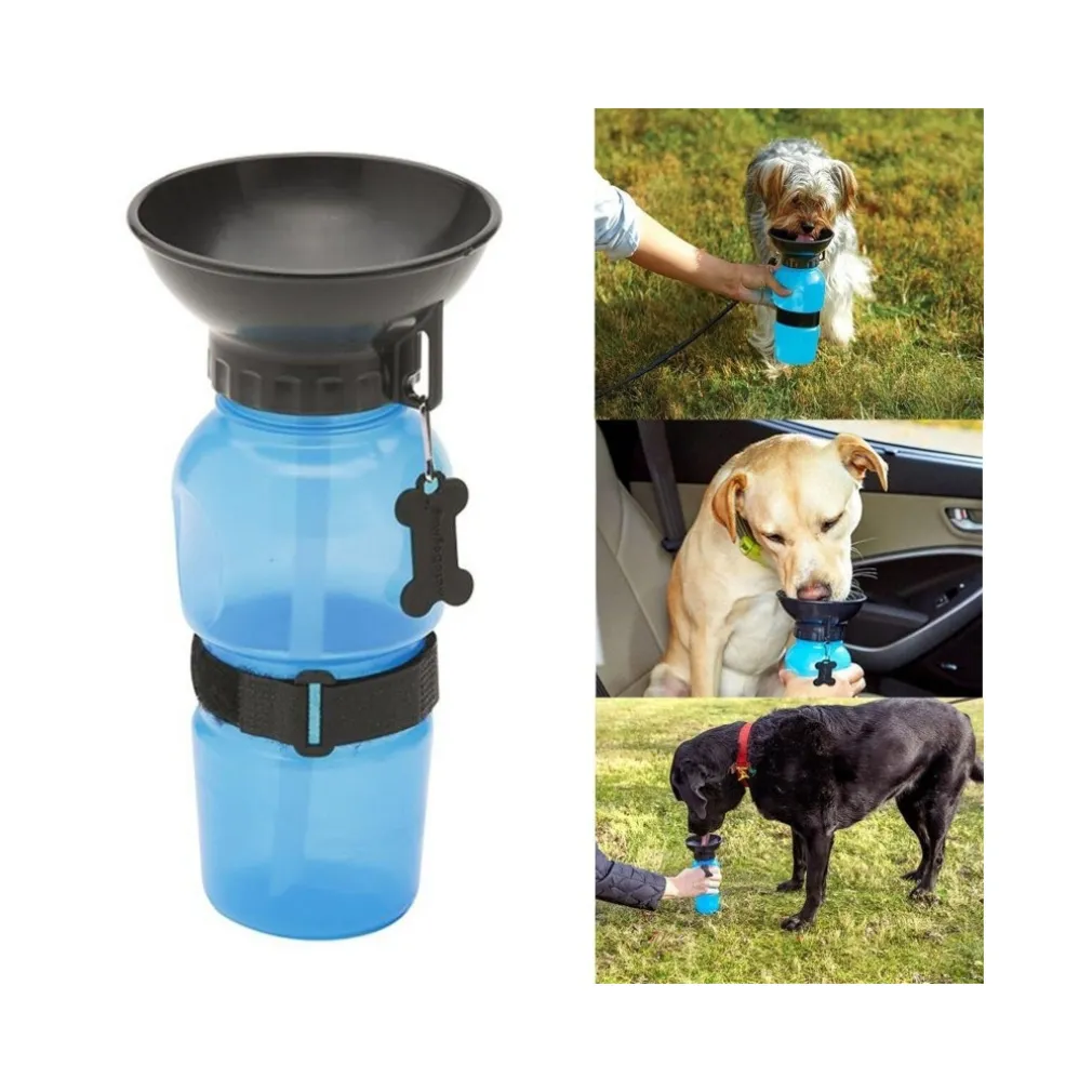 BOTTIGLIA DISPENSER ACQUA 400 ML CANE CANI GATTO GATTI CON CIOTOLA DA VIAGGIO