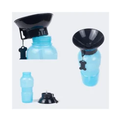 BOTTIGLIA DISPENSER ACQUA 400 ML CANE CANI GATTO GATTI CON CIOTOLA DA VIAGGIO