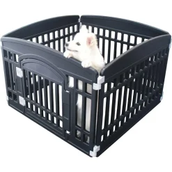 BOX A 4 PANNELLI CON PORTA RECINTO PER CANI GATTI ANIMALI TAGLIA MEDIA PICCOLA