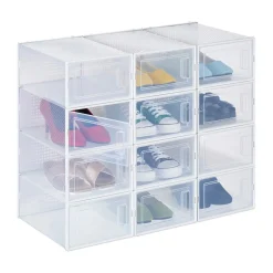 BOX CONTENITORE PER SCARPE CALZATURE SCATOLA PORTASCARPE 33.4X23X14.5CM TRASPARENTE 87646