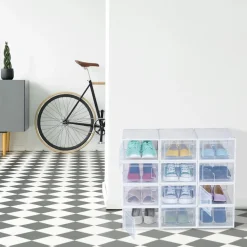 BOX CONTENITORE PER SCARPE CALZATURE SCATOLA PORTASCARPE 35X25X19.2CM TRASPARENTE 87647