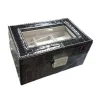 BOX SCATOLA COFANETTO CON VETRINA PORTA OROLOGI BRACCIALI IN PELLE 3 POSTI