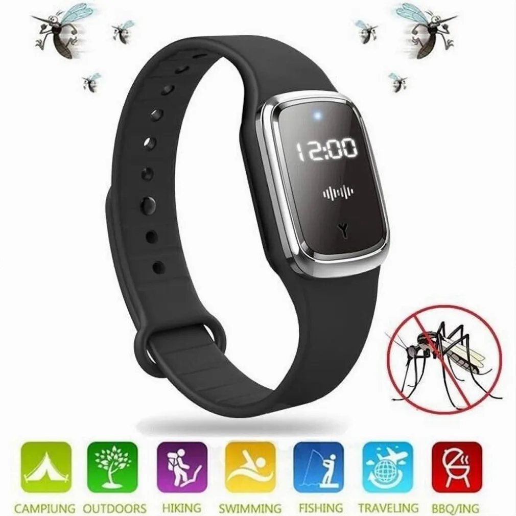 BRACCIALE REPELLENTE PER ZANZARE AD ULTRASUONI OROLOGIO DISPOSITIVO ANTIZANZARE