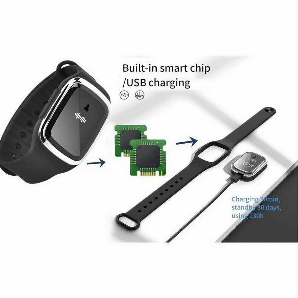 BRACCIALE REPELLENTE PER ZANZARE AD ULTRASUONI OROLOGIO DISPOSITIVO ANTIZANZARE