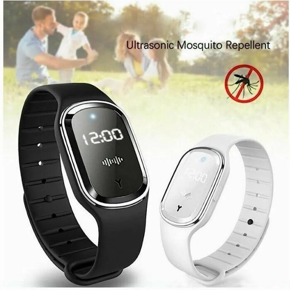 BRACCIALE REPELLENTE PER ZANZARE AD ULTRASUONI OROLOGIO DISPOSITIVO ANTIZANZARE