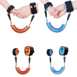 BRACCIALE SICUREZZA BAMBINO ANTI SMARRIMENTO REGOLABILE BLU ARANCIONE GUINZAGLIO