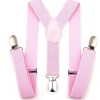 BRETELLE ELASTICIZZATE TINTA UNITA UOMO DONNA CINGHIA REGOLABILE ROSA