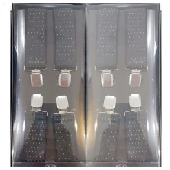 BRETELLE ELASTICIZZATE UOMO DONNA CINGHIA REGOLABILE NERE PALLINI BIANCHI