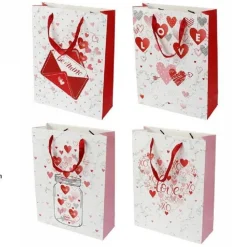 BUSTA DA REGALO SACCHETTO SAN VALENTINO 38 X 50 X 18 CM 71090 FANTASIE ASSORTITE