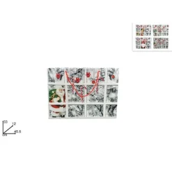 BUSTA DA REGALO STAMPA FINESTRA CON PAESAGGIO INNEVATO MANICI ROSSI 45,5X33X12CM