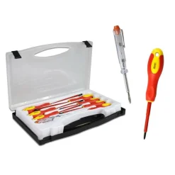 CACCIAVITI PER ELETTRICISTA ISOLATI 7 PEZZI CON CERCAFASE TESTER GIRAVITI