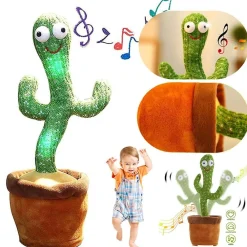 CACTUS BALLERINO GIOCATTOLO PUPAZZO PELUCHE PARLANTE CANTA BALLA LUCI E SUONI