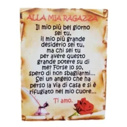 CALAMITA MAGNETE MAGNETINO RETTANGOLARE IDEA REGALO FRASI DEDICA FIDANZATA