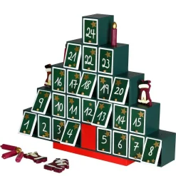 CALENDARIO AVVENTO ALBERO DI NATALE IN LEGNO 24 CASSETTI DECORAZIONI NATALIZIE