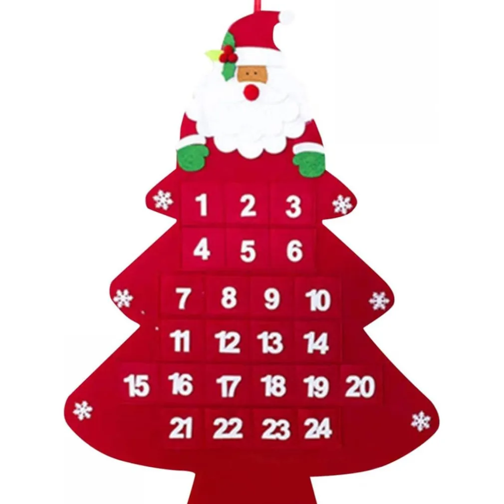 CALENDARIO AVVENTO ALBERO DI NATALE CON TASCHE IN FELTRO DECORAZIONI NATALIZIE