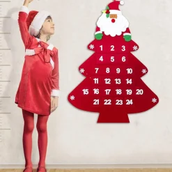 CALENDARIO AVVENTO ALBERO DI NATALE CON TASCHE IN FELTRO DECORAZIONI NATALIZIE