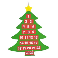 CALENDARIO AVVENTO ALBERO DI NATALE FELTRO CON TASCHE DECORAZIONI NATALIZIE 54CM