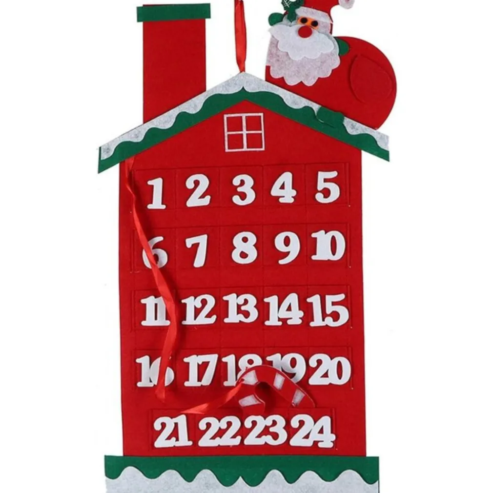 CALENDARIO AVVENTO CASETTA DI BABBO NATALE 60CM IN FELTRO DECORAZIONI NATALIZIE