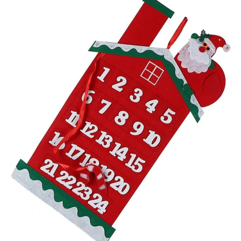 CALENDARIO AVVENTO CASETTA DI BABBO NATALE 60CM IN FELTRO DECORAZIONI NATALIZIE