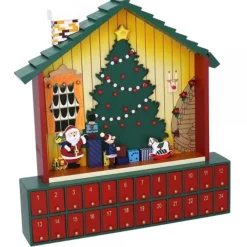 CALENDARIO AVVENTO CASETTA DI BABBO NATALE LEGNO CASSETTI DECORAZIONI NATALIZIE