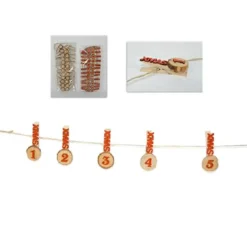 CALENDARIO AVVENTO FILO GHIRLANDA CON MOLLETTE NUMERO DECORAZIONI NATALIZIE