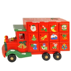 CALENDARIO AVVENTO FURGONCINO DI NATALE IN LEGNO CASSETTI DECORAZIONI NATALIZIE