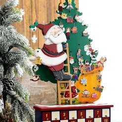CALENDARIO DELL'AVVENTO BABBO NATALE IN LEGNO 24 CASSETTI DECORAZIONI NATALIZIE