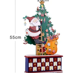 CALENDARIO DELL'AVVENTO BABBO NATALE IN LEGNO 24 CASSETTI DECORAZIONI NATALIZIE