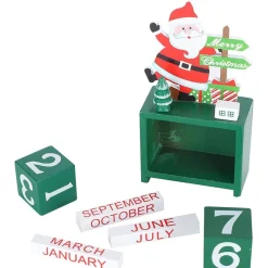 CALENDARIO DELL'AVVENTO BABBO NATALE IN LEGNO DATARIO DATA DECORAZIONI NATALIZIE