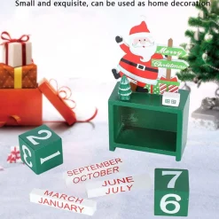 CALENDARIO DELL'AVVENTO BABBO NATALE IN LEGNO DATARIO DATA DECORAZIONI NATALIZIE