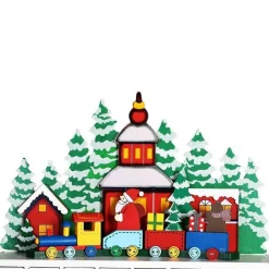 CALENDARIO DELL'AVVENTO TRENINO NATALIZIO DI BABBO NATALE IN LEGNO 24 CASSETTI
