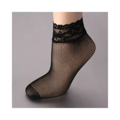 CALZINO CALZINI VELATI GAMBALETTO CORTO NERO RETE PIZZO MERLETTO CALZE LINGERIE