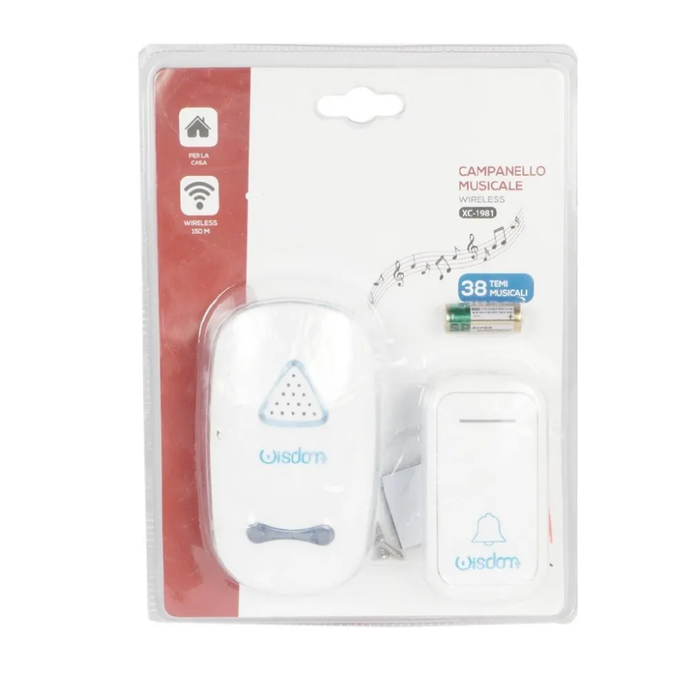 CAMPANELLO MUSICALE A BATTERIA UNIVERSALE WIRELESS A CORRENTE 38 SUONERIE XC1981